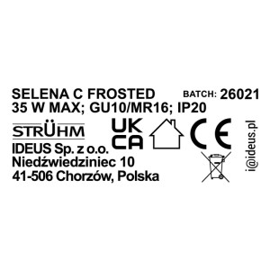 Struhm Lampa podtynkowa SELENA C 1xGU10/MR16 35W śr. 9cm mrożone szkło