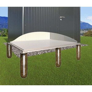 Fundament Biohort SmartBase Plus do domku ogrodowego Europa 2 ze śrubami gruntowymi.