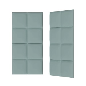 Dwa jasnoniebieskie panele ścienne t.b.t. ze wzorem kwadratów.