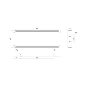 Rysunek techniczny zestawu mebli łazienkowych t.b.t. z wymiarami.