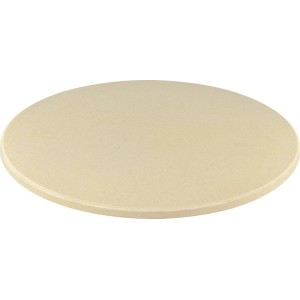 Okrągły, beżowy kamień do pizzy Jamestown wykonany z ceramiki do grilla i piekarnika.