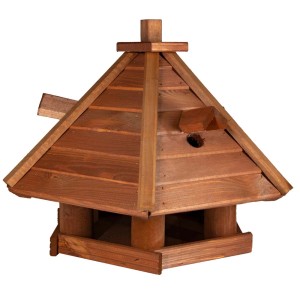 Drewniany karmnik dla ptaków w stylu pagody do ogrodu.