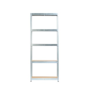 Metalowy regał z czterema półkami, idealny do przechowywania i organizacji.