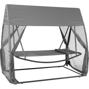 Hamak OBI Crystal Bay z moskitierą i osłoną przeciwsłoneczną w kolorze antracytowym do ogrodu lub na taras.