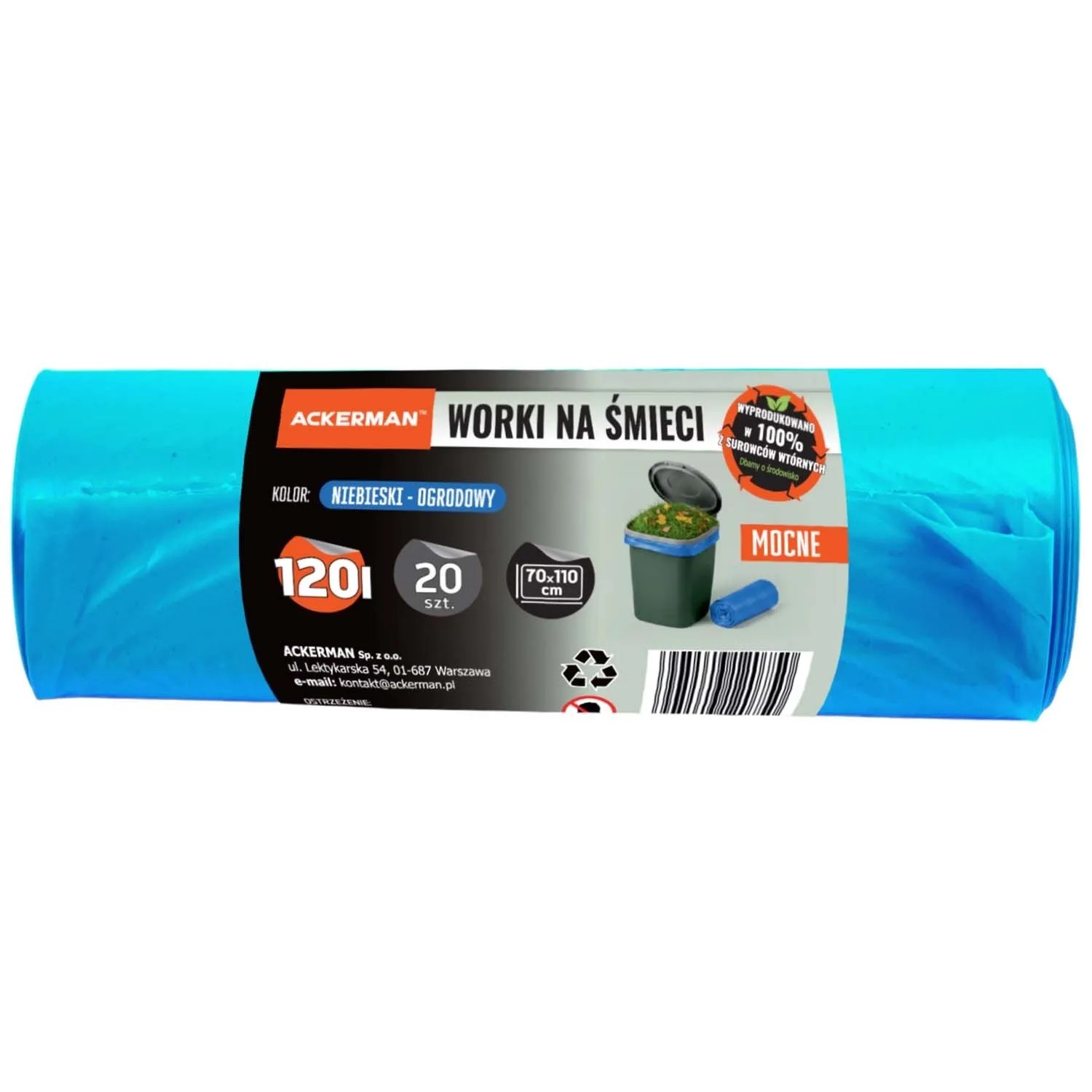 Ackerman Worki ogrodowe niebieskie 120l 20 szt.