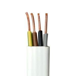 t.b.t. Kabel z czterema żyłami oznaczonymi kolorami w białej izolacji.