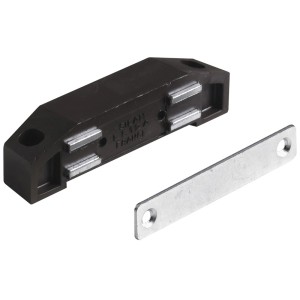 Brązowy zatrzask magnetyczny XXL z płytką montażową do okuć meblowych, 2 sztuki.