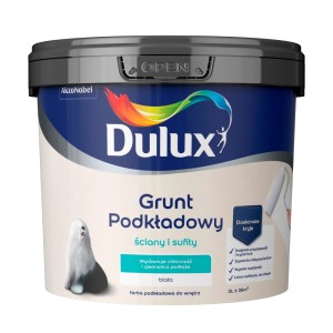 Wiadro gruntu Dulux do ścian i sufitów, kolor biały.