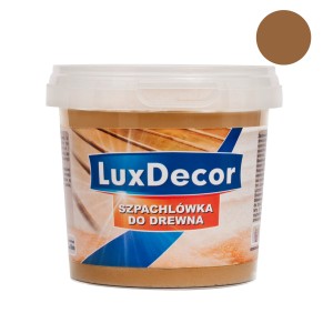 Szpachlówka do drewna LuxDecor w puszce, brązowa. Masa szpachlowa do napraw drewna.