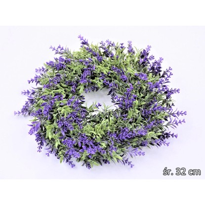 Wianek sztuczny lawenda - śr. 32 cm