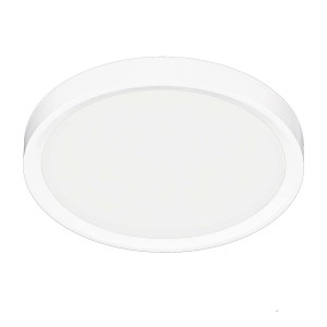 Biała, okrągła lampa sufitowa LED t.b.t. do montażu na suficie.