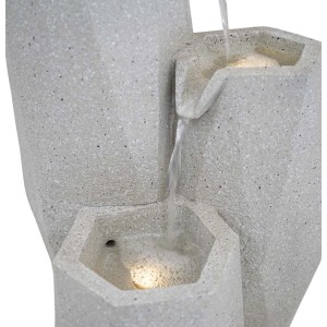 Wielopoziomowa fontanna ogrodowa t.b.t. z szarego sztucznego kamienia z oświetleniem LED.