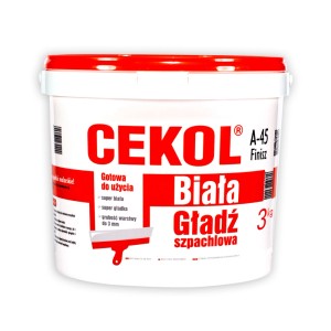 CEKOL A-45 Finish gładź szpachlowa, gotowa do użycia, super gładka, biała, 3 kg.