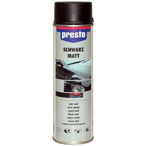 Presto Lakier w sprayu Czarny połysk, puszka 500ml do użytku wewnątrz i na zewnątrz.