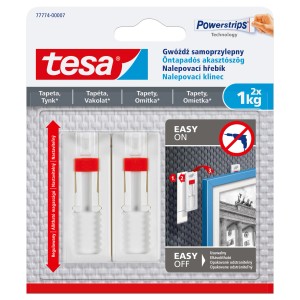Tesa Samoprzylepny gwóźdź do tapet i tynku, regulowany, udźwig do 1 kg.