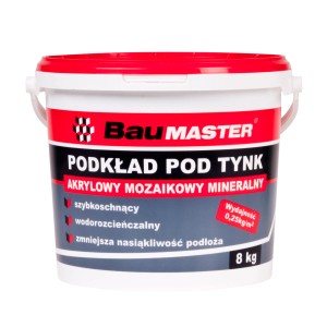 Wiadro gruntu BauMaster, odpowiednie do tynków, akrylu, mozaiki i minerałów, 8 kg.