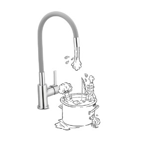 Bateria jednouchwytowa t.b.t. z elastyczną wylewką i ilustracją z kreskówki.