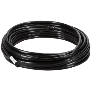 Zwinięty czarny wąż t.b.t. do nawadniania podziemnego.