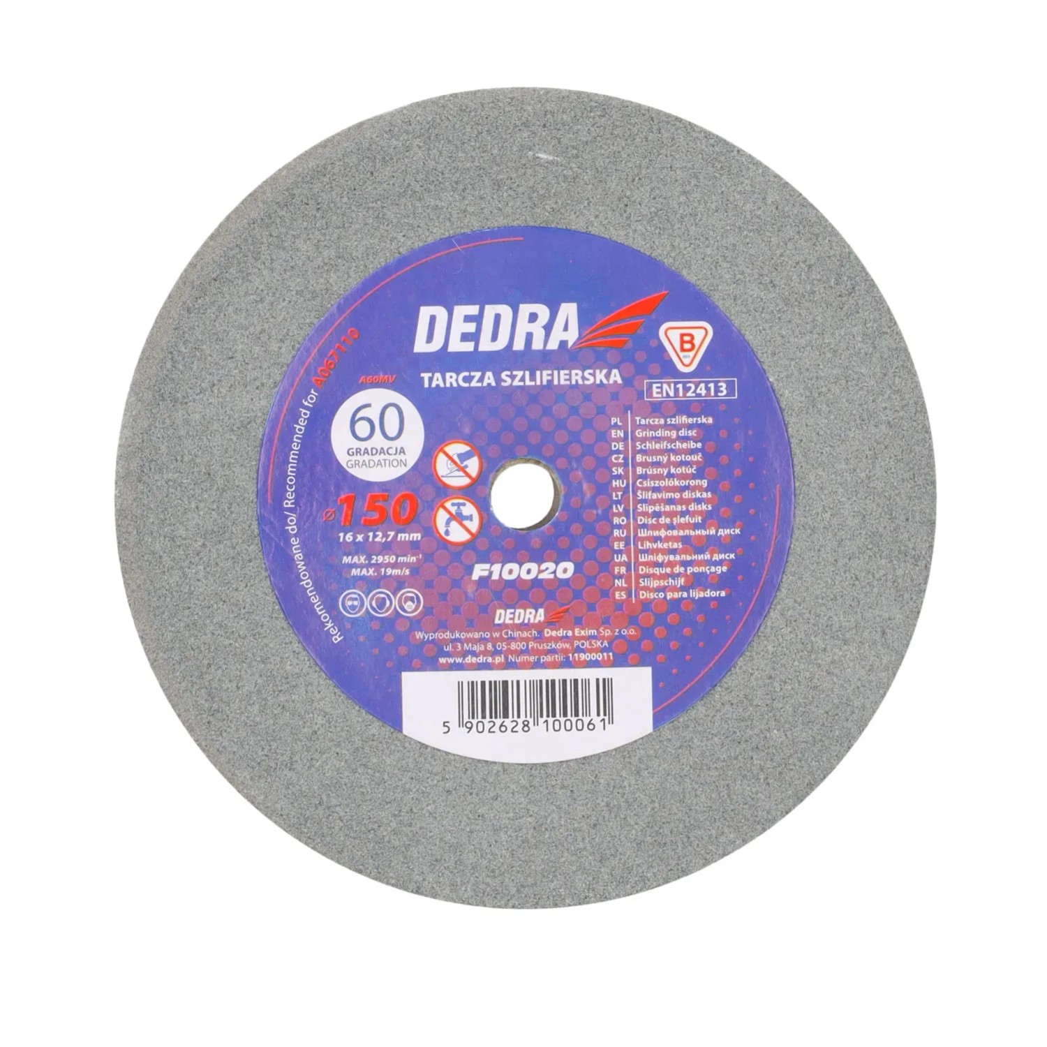 Dedra Tarcza szlifierska 150 x 16 mm gr. 60