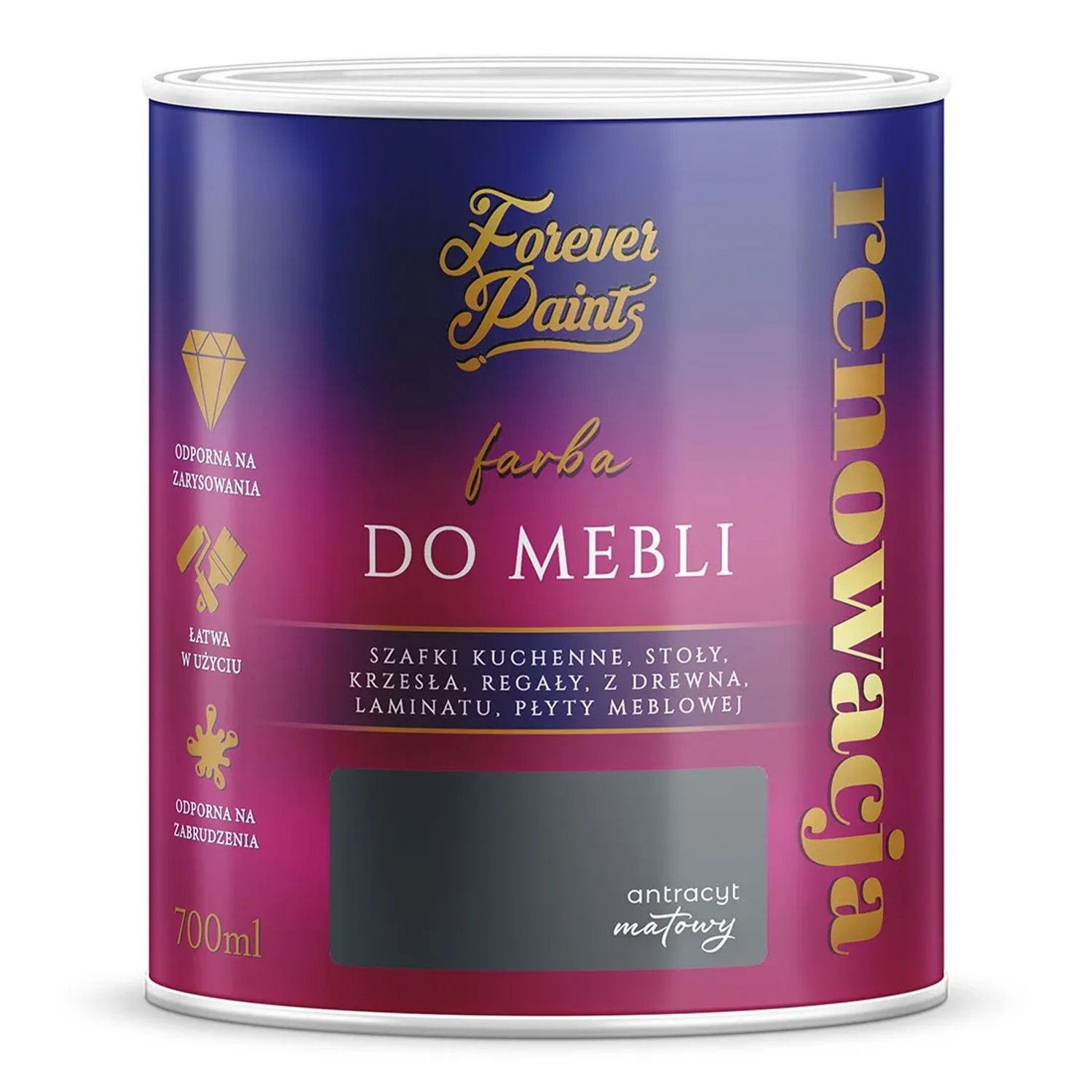Farba Forever Paints do mebli antracyt 0,7L