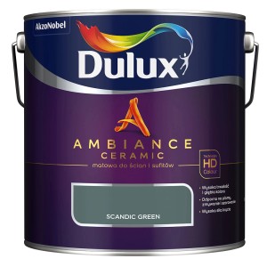 Puszka farby Dulux Ambiance Ceramic w kolorze Scandic Green do ścian i sufitów.