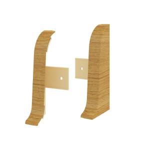 Listwy przypodłogowe t.b.t. w drewnopodobnym wykończeniu, zbliżenie.