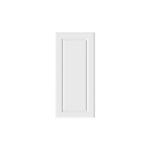 Białe drzwi do szafki kuchennej t.b.t. z profilowaną ramą.