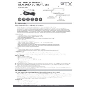 Włącznik do profili LED GTV AE-WLPR-60P2: Instrukcja i dane techniczne.