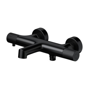 Czarna bateria termostatyczna t.b.t. do wanny lub prysznica.