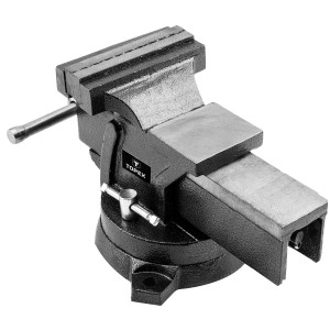 Czarny imadło t.b.t. do stołu warsztatowego, stołu lub warsztatu.
