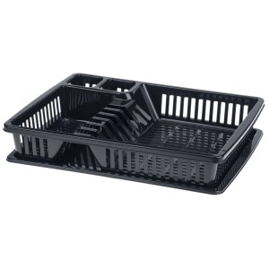 Czarny ociekacz do naczyń, akcesoria kuchenne.