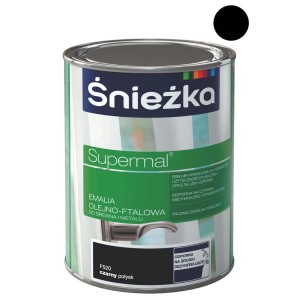 Puszka emalii Śnieżka Supermal, kolor F520 Czarny Połysk, do drewna i metalu.