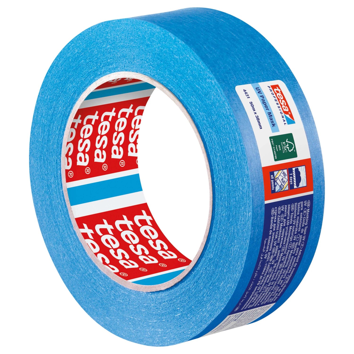 Niebieska taśma maskująca tesa UV Paper Mask, rolka 50 mm x 50 m.