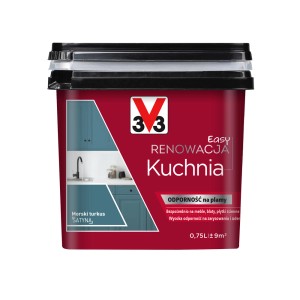 Farba do kuchni, t.b.t. w czerwonym wiadrze z nadrukiem.