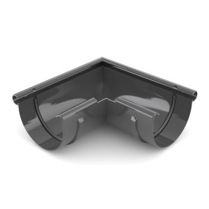 Szary plastikowy łącznik narożny do rynien.