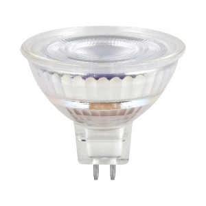 Przezroczysta żarówka LED GU5.3 do użytku wewnętrznego.