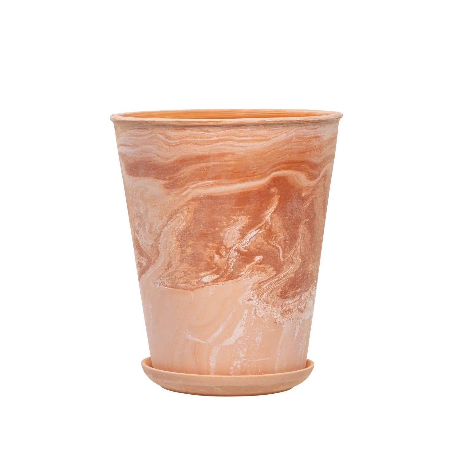 Donica z podstawką Palma terrakota z bielą - 29 cm