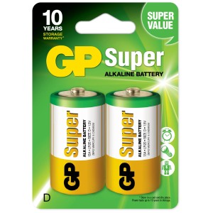 Bateria alkaliczna GP Super, D, 2 sztuki. Bateria do różnych urządzeń.