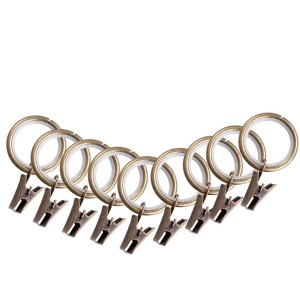 Obrączki do karnisza z klipsami w kolorze brązu, zestaw 10 sztuk do zasłon.