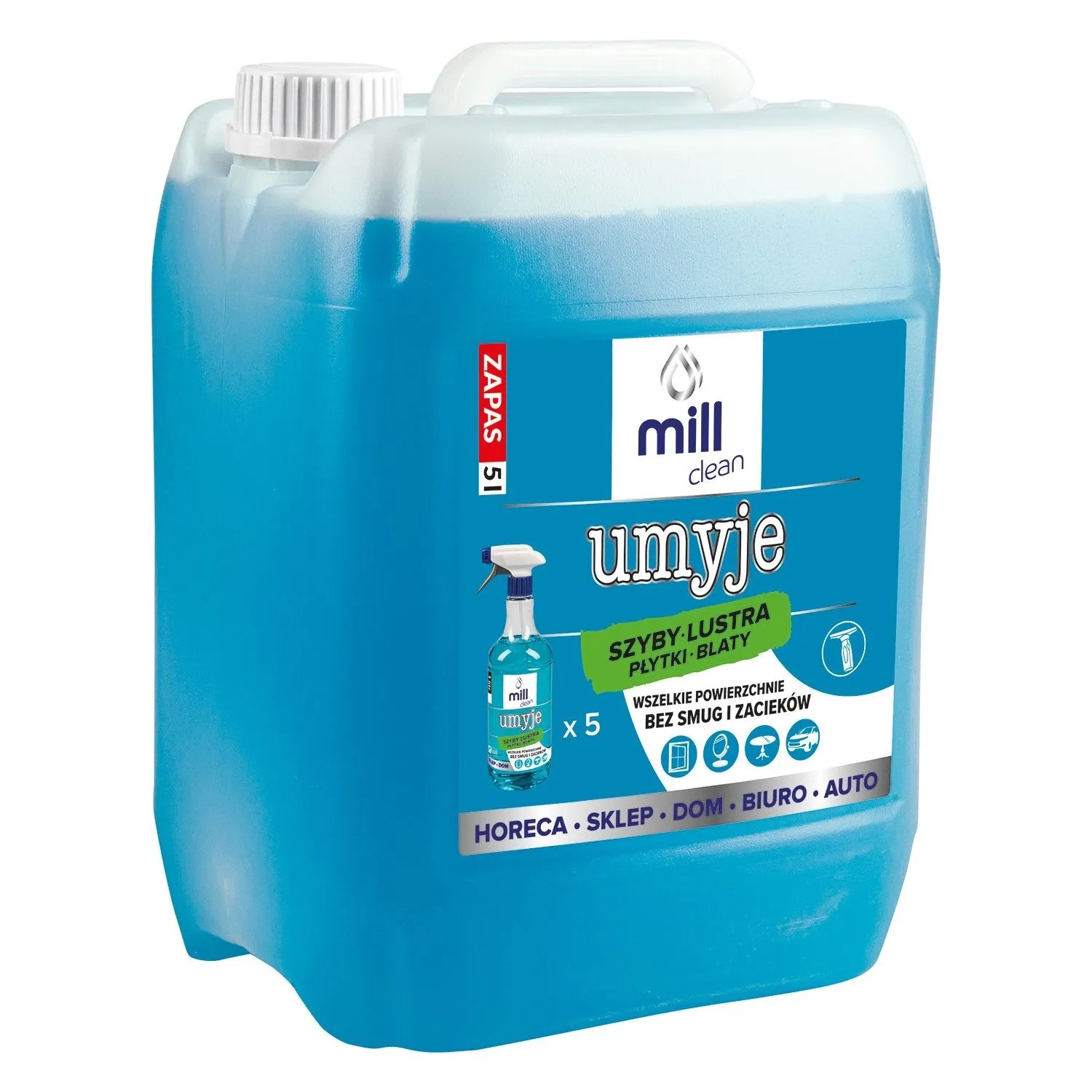 Płyn do szyb, luster, blatów Mill Umyje 5l