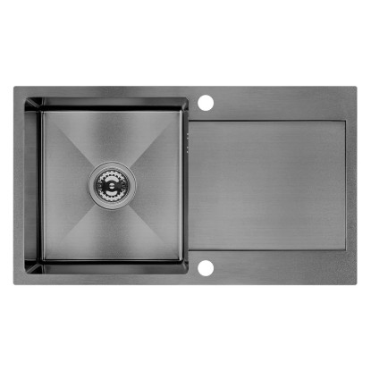 Laveo Zlewozmywak wpuszczany MARMARA 1-kom. z ociekaczem grafit - 44 x 76 cm