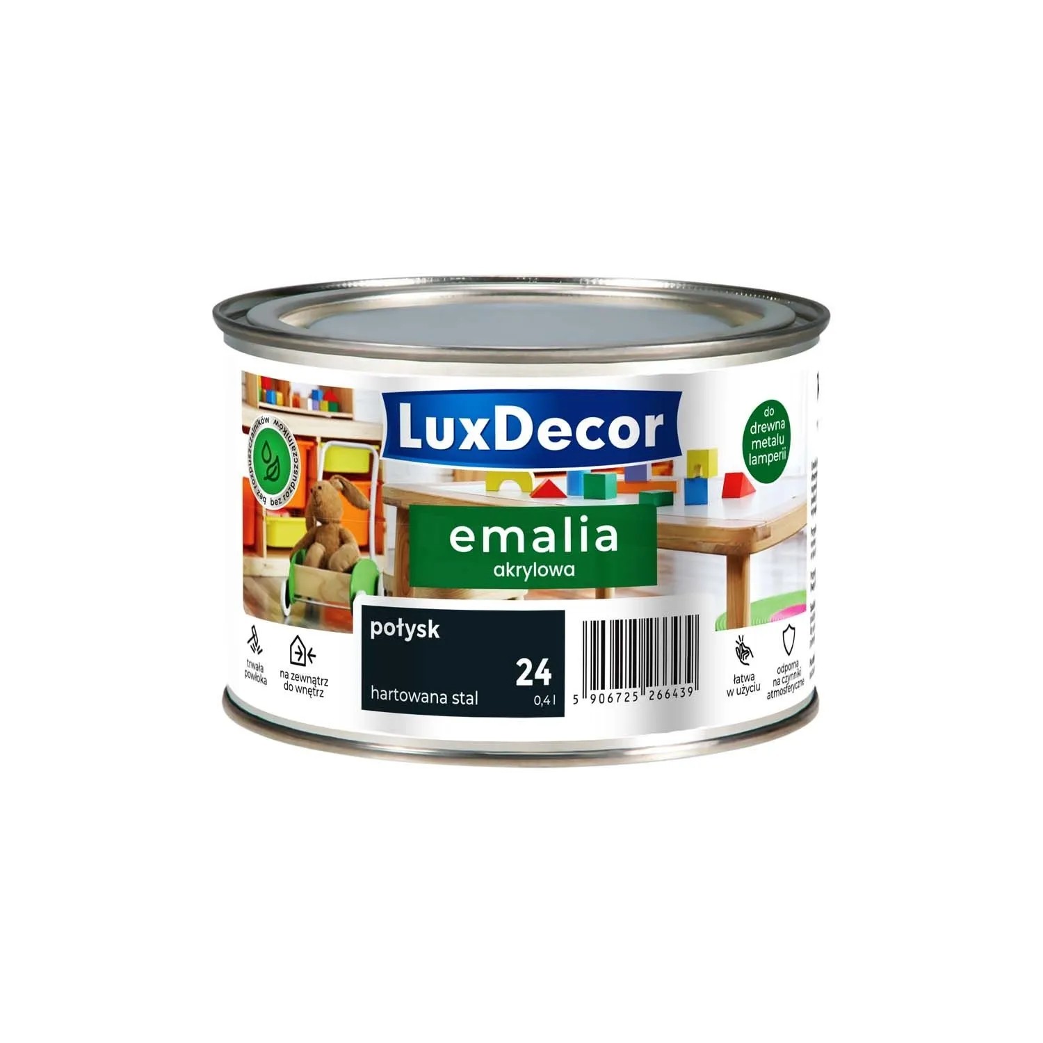 Luxdecor Emalia akrylowa Hartowana Stal połysk 0,4l
