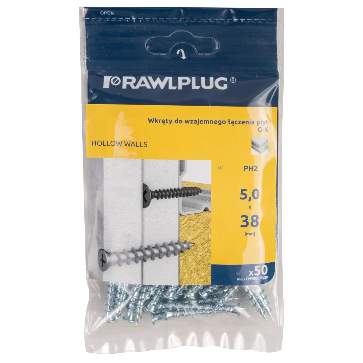 Rawlplug Wkręt łącznikowy GK-GK ocynk 5,0x38mm