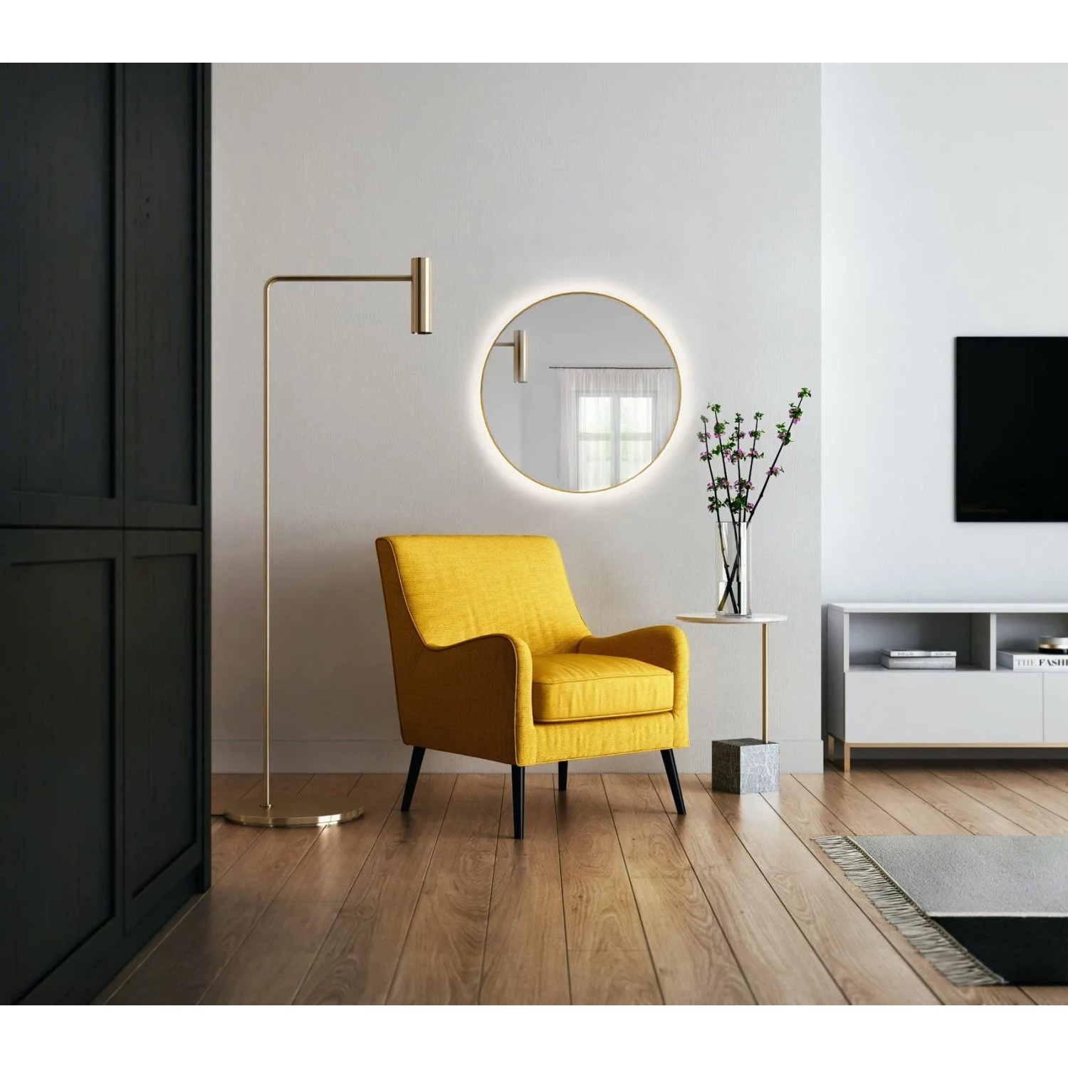 Lustro LED Bright Round Złote Neutralne 80x80 cm_2
