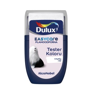 Dulux Easycare tester koloru Czysty róż, wałek do malowania ścian