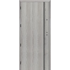Szare drzwi wewnętrzne z fakturą drewna, model t.b.t.