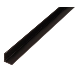 Czarny, równoramienny profil kątowy z tworzywa sztucznego, 10x10x1000 mm.