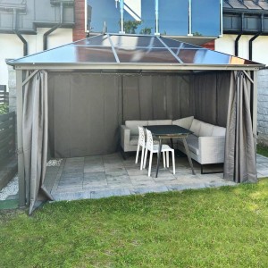 Pawilon ogrodowy aluminiowo-poliwęglanowy z zasłonami - 3 x 4 m