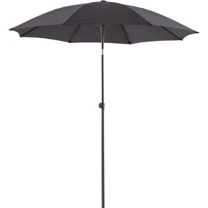 Antracytowy parasol ogrodowy, Ø 200 cm, z funkcją nachylania na balkon lub taras.
