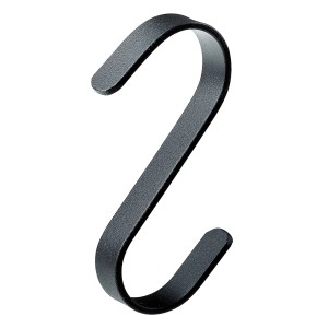 Czarny uchwyt meblowy t.b.t. w kształcie litery S do szafek i szuflad.